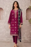 JAZMIN 3PC LAWN EMBROIDERED SHIRT WITH MONARK PRINT DUAPATTA GC- 3505