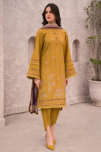 JAZMIN 3PC-LAWN EMBROIDERED SHIRT WITH MANNAR PRINT DUPATTA AND TROUSER GC-3509