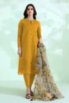 SAPPHIRE 3PC LAWN EMBROIDERED SHIRT WITH MONARK PRINT DUPATTA GC-3526-MASTARD