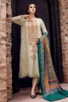 MARIA B 3PC LAWN EMBROIDERED SHIRT WITH MONARK PRINTED DUPATTA AND TROUSER GC-3562