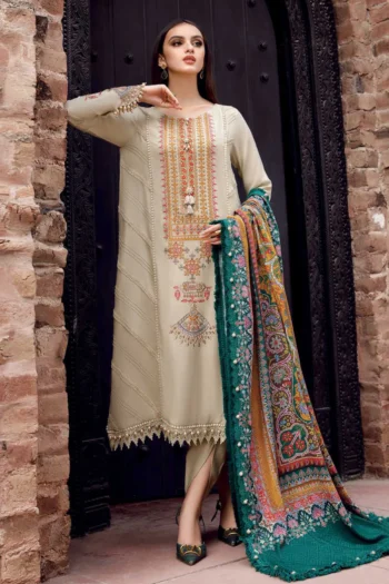 MARIA B 3PC LAWN EMBROIDERED SHIRT WITH MONARK PRINTED DUPATTA AND TROUSER GC-3562