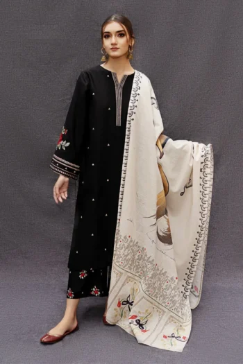 URGE 3PC LAWN EMBROIDERED SHIRT WITH MONARK PRINT DUPATTA AND TROUSER GC-3516