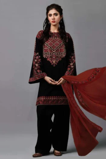 KAYSERIA  3PC LAWN HEAVY EMBROIDERED SHIRT WITH BAMBER CHIFFON EMBROIDERED DUPATTA GC-3619