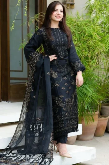 DANANEER 3PC-LAWN EMBROIDERED WITH MONARK EMBROIDERED DUPATTA & TROUSER GC-3601