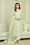BAREEZE 3PC LAWN EMBROIDERED SHIRT WITH ORGANZA EMBROIDERED DUPATTA & TROUSER-GC-3632