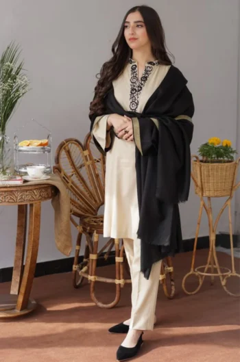 AISLING 3PC DHANAK EMBROIDERED SHIRT WITH DHANAK PRINTED DUAPATTA AND TROUSER GC-1119