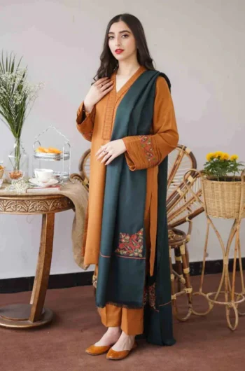 AISLING 3PC DHANAK EMBROIDERED WITH DHANAK EMBROIDERED SHAWL GC-3145