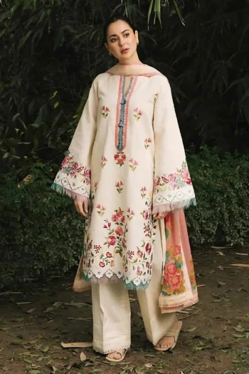 ZAHRA SHAHJAHAN 3PC LAWN EMBROIDERED SHIRT WITH MONARK PRINT DUPATTA GC-3529