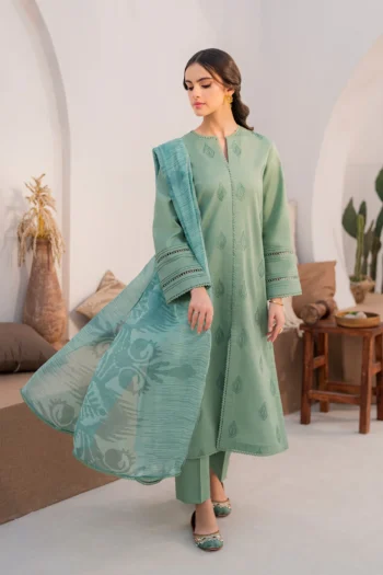 HANA 3PC LAWN EMBROIDERED SHIRT WITH MONARK PRINT DUPATTA AND TROUSER GC-2867