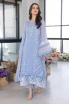 AZURE  3PC ORGANZA EMBROIDERED LAWN SHIRT WITH ORGANZA EMBROIDERED DUPATTA AND TROUSER GC-3549