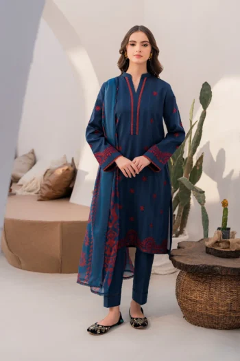 JAZMIN 3PC LAWN EMBROIDERED SHIRT WITH MONARK PRINT DUPATTA & TROUSER GC-3556
