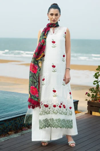 SAIRA 3PC LAWN EMBROIDERED SHIRT WITH DIAMOND PRINT DUPATTA AND TROUSER GC-2872