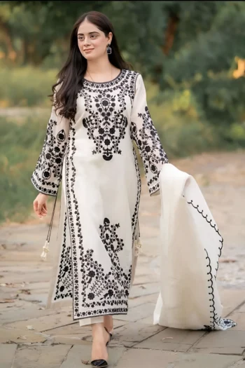 JAZMIN 3PC LAWN EMBROIDERED SHIRT WITH ORGANZA EMBROIDERED DUPATTA WITH TROUSER GC-2814