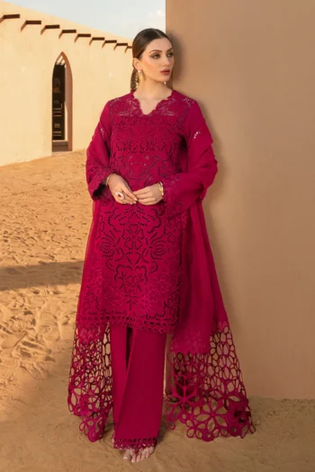 RANG RASIYA CHIKANKARI 3PC EMBROIDERED LAWN SHIRT WITH ORGANZA EMBROIDERED DUPATTA AND TROUSER GC-2885