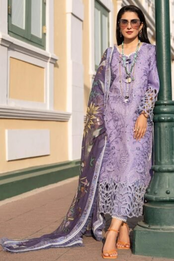 MUSHQ 3PC LAWN EMBROIDERED SHIRT WITH MONARK PRINT DUPATTA AND TROUSER GC-3551