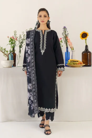 URGE 3PC DHANAK EMBROIDERED SHIRT WITH WOOL PRINTED SHAWL AND TROUSER GC-3174