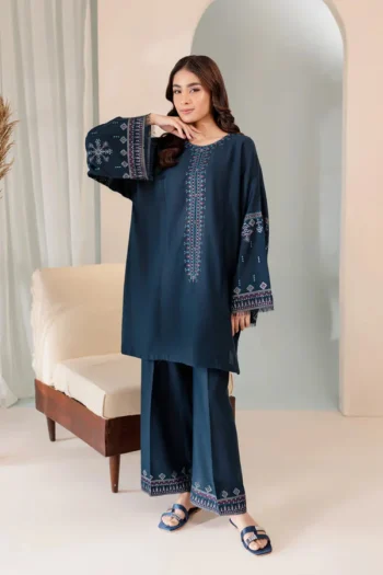 JAMIZ 2PC DHANAK EMBROIDRED SHIRT WITH AND TROUSER GC-3274