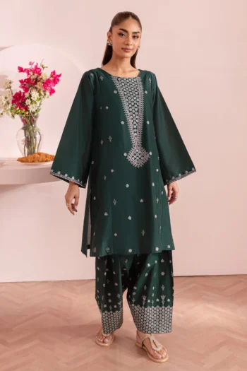 JAZMIN 2 PC DHANAK EMBROIDRED SHIRT WITH AND EMBROIDRED TROUSER GC-3314