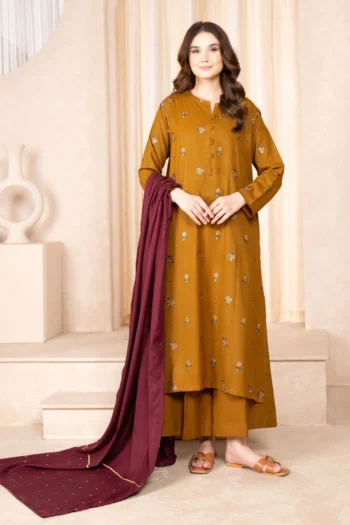 LAZULI 3PC DHANAK EMBROIDERED SHIRT DHANAK EMBROIDERED DUPATTA AND TROUSER GC-3307