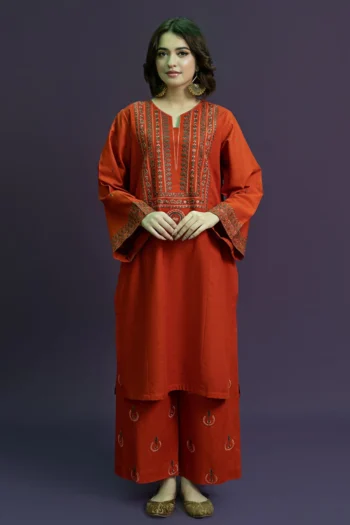 URGE 2PC DHANAK EMBROIDRED SHIRT WITH AND EMBROIDRED TROUSER GC-3126