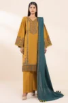 SAPPHIRE 3PC DHANAK EMBROIDERED SHIRT WITH DHANAK EMBROIDERED SHAWL AND TROUSER GC-3374
