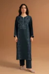 LAZULI 2PC DHANAK EMBROIDRED SHIRT WITH DHANAK TROUSER GC-3379