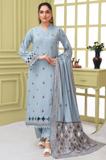 BEUNO 3PC DHANAK EMBROIDERED SHIRT WITH HEAVY CUTWORK EMBROIDERED DHANAK SHAWL AND TROUSER GC-1506