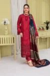 BEUNO 3PC KHADAR CUTWORK EMBROIDERED SHIRT WITH KASHMIRI JACQUARD WOOL SHAWL GC-1503
