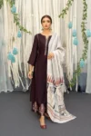 URGE 3PC DHANAK EMBROIDERY SHIRT WITH COUTURE PRINT SHAWL DUPATTA GC-3202