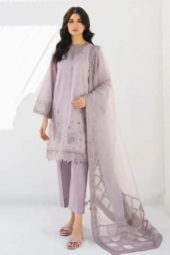 JAZMIN 3PC LAWN HEAVY EMBROIDERED SHIRT WITH ORGANZA EMBROIDERED READY TO WEAR DUPATTA GC-3643