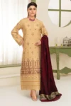 BEUNO 3PC DHANAK EMBROIDERED SHIRT WITH KASHMIRI JACQUARD WOOL SHAWL GC-1515