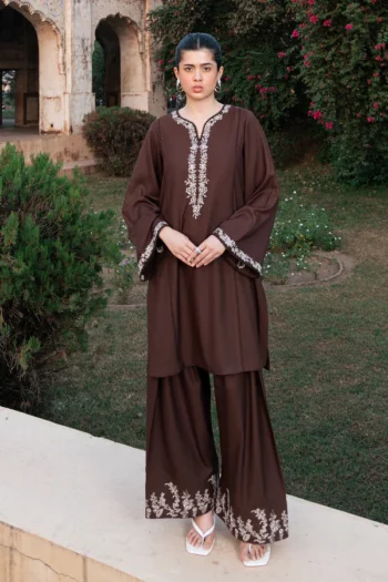 ZIVA 2PC DHANAK EMBROIDERED SHIRT WITH DHANAK EMBROIDERED TROUSER GC-3416