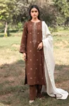 SERAN 3PC DHANAK EMBROIDERED SHIRT WITH DHANAK EMBROIDERD SHAWL GC-3410