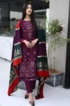BEUNO 3PC KHADDAR CUTWORK EMBROIDERED SHIRT WITH KASHMIRI JACQUARD WOOL SHAWL GC-1515