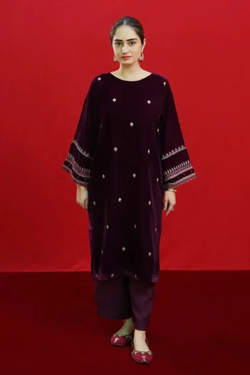 URGE 2PC VELVET EMBROIDERED SHIRT WITH VELEVT EMBROIDERED SLEEVES GC-D-19-MICROO-9000