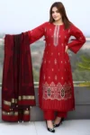 BEUNO 3PC KHADDAR CUTWORK EMBROIDERED SHIRT WITH KASHMIRI JACQUARD WOOL SHAWL GC-1513