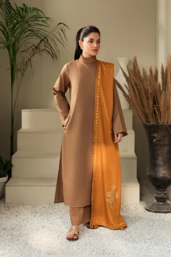 KASTOOR 3PC DHANAK SHIRT WITH WOOL PRINTED SHAWL AND TROUSER GC-3414