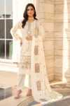 BEUNO 3PC DHANAK EMBROIDERED SHIRT WITH DHANAK HEAVY CUTWORK EMBROIDERED SHAWL GC-1523