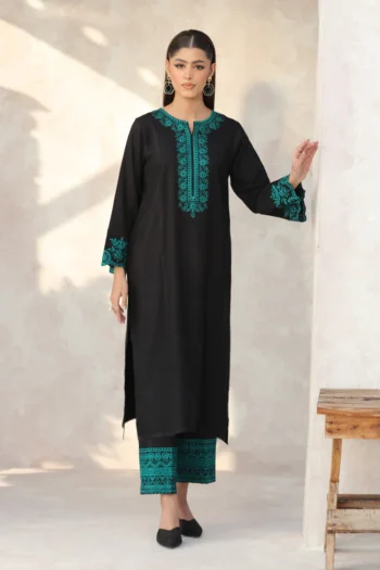 FEROZAE 2PC DHANAK EMBROIDERED SHIRT WITH DHANAK EMB TROUSER GC-3387 B