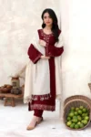 FEROZAE 2PC LAWN EMBROIDERED SHIRT WITH LAWN EMBROIDERED SLEEVES GC-3458