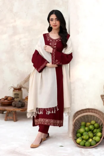 FEROZAE 2PC LAWN EMBROIDERED SHIRT WITH LAWN EMBROIDERED SLEEVES GC-3458